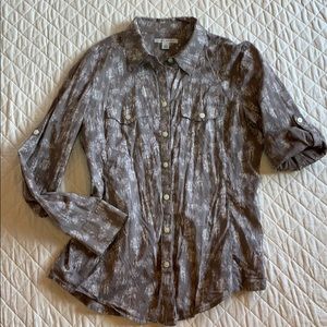 Banana Republic fine cotton tiny Ikat print Blouse